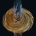 Swirling gold and blue ribbons tracing a local flow